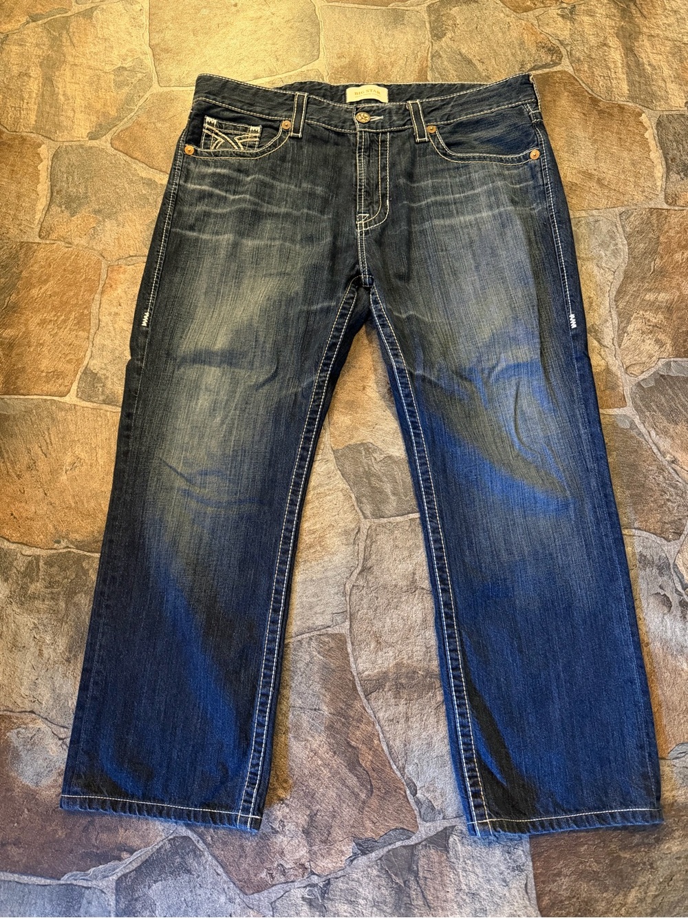 Big Star Union Regular Mens Straight Dark Denim Jeans(38x30)